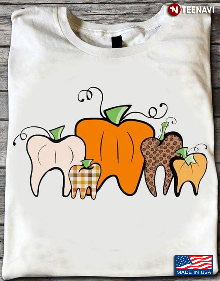 Halloween Pumpkin Teeth Dental Theme T-Shirt