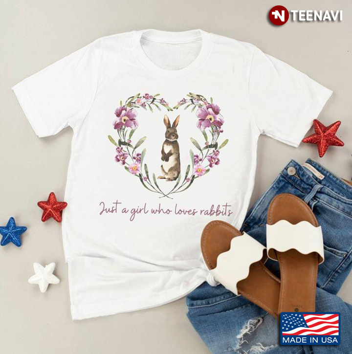 Just A Girl Who Loves Rabbits Floral Heart for Animal Lover