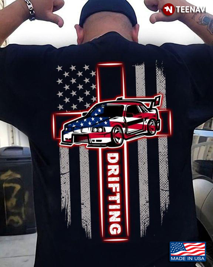 Drifting Car Cross American Flag for Racing Lover