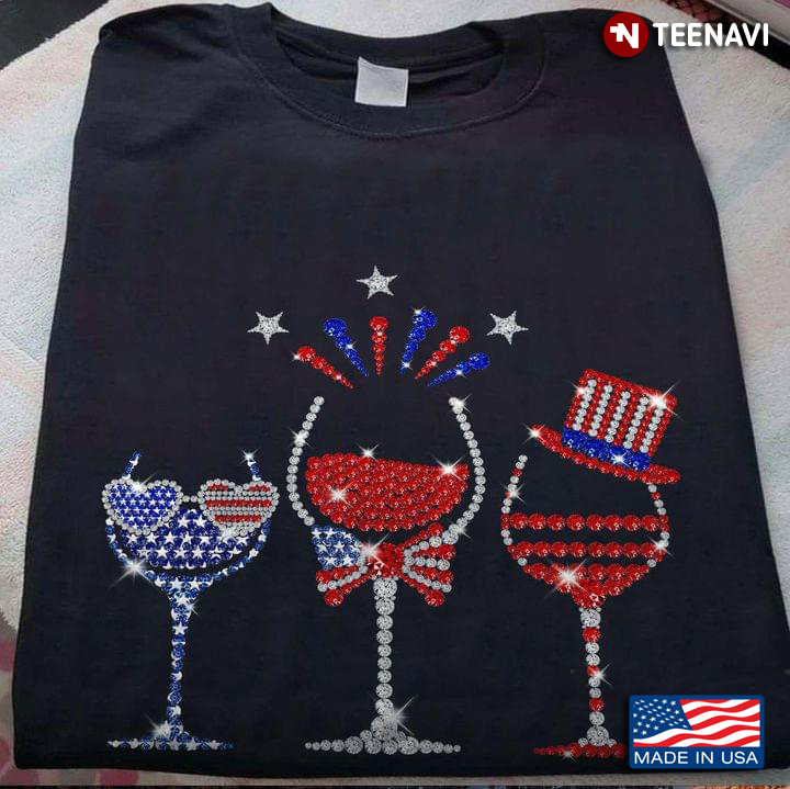Red Blue Wine Diamonds American Flag Happy Independence Day For 4th Of July