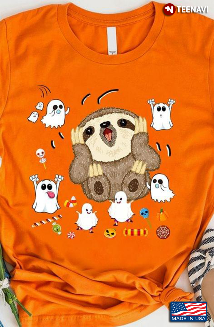 Cute Sloth With Boo Funny Design for Haloween