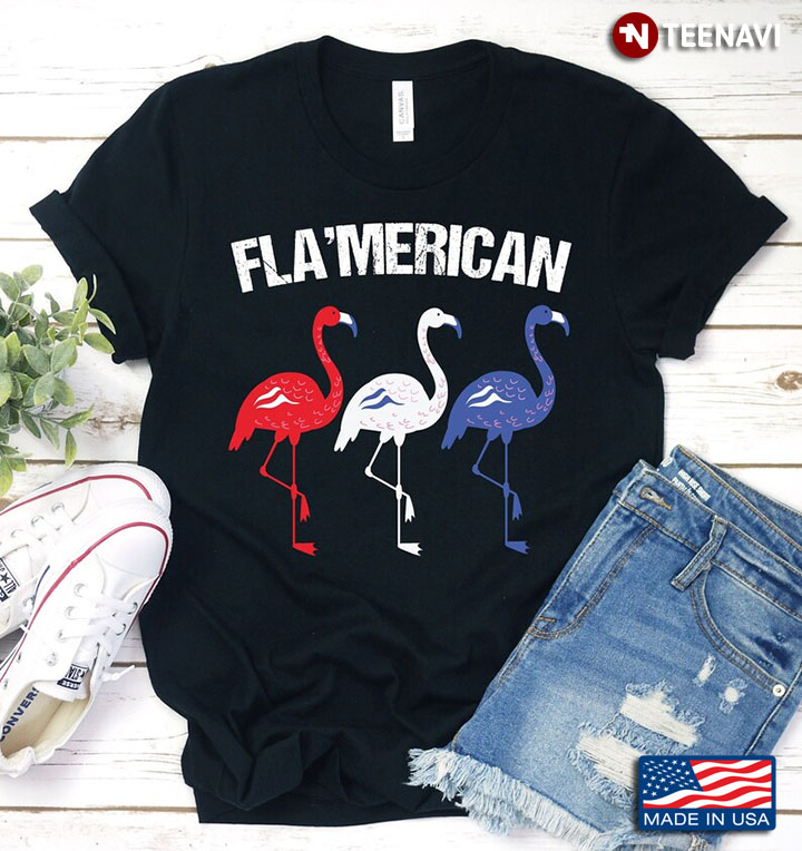 Red White Blue Flamingo Fla'merican American Flag