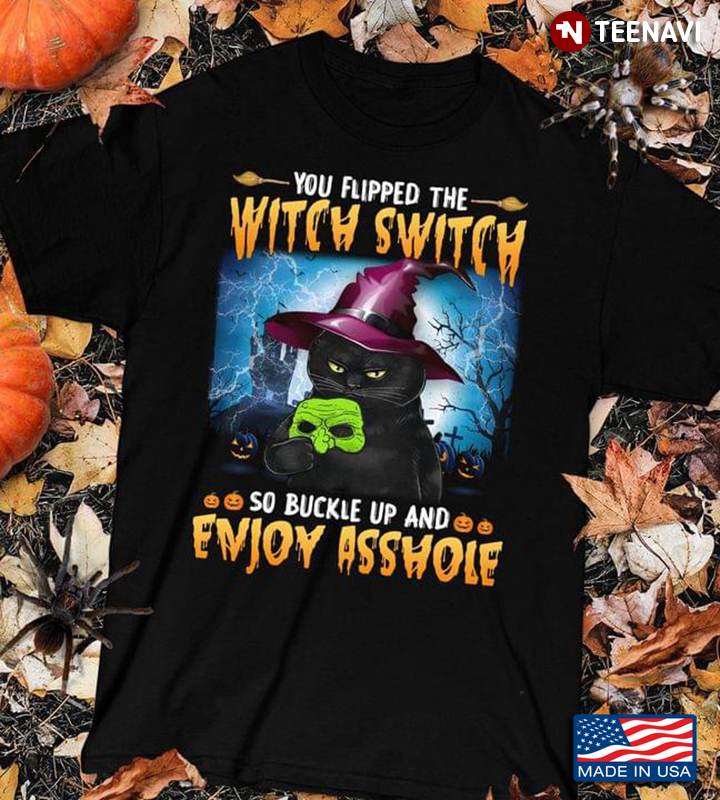 Black Cat Witch You Flipped The Witch Switch So Buckle Up And Enjoy Asshole for Halloween