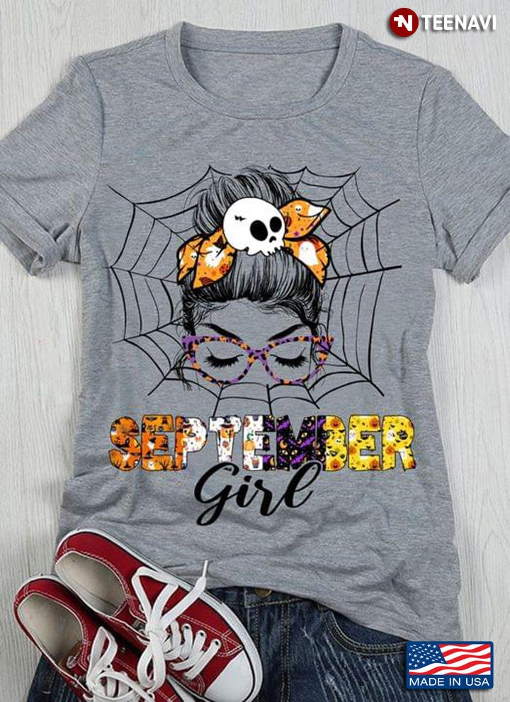 September Girl Messy Bun Girl With Skull Headband And Glasses