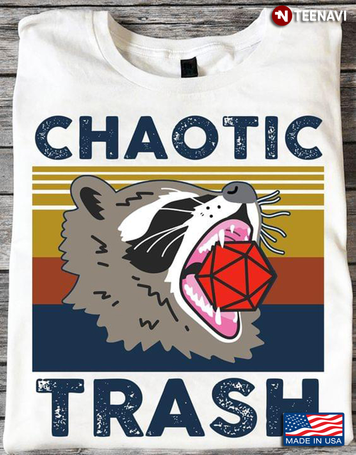 Vintage Chaotic Trash Raccoon With Dice Dungeons & Dragons for Game Lover