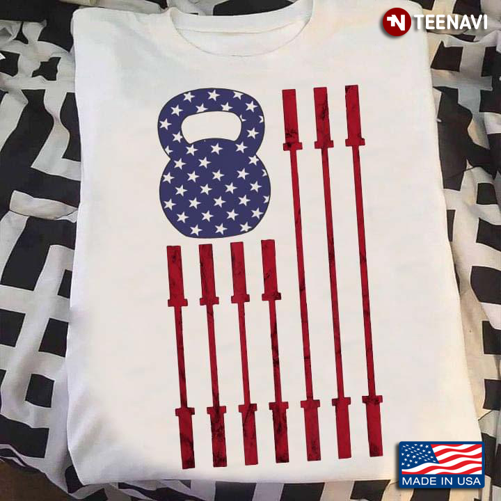 Weight Lifting Kettlebell American Flag for Sports Lover