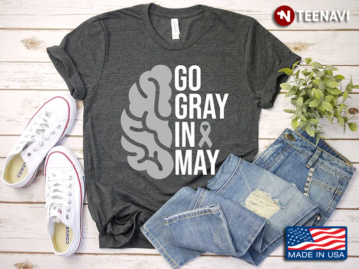 Go Gray In May Brain Cancer Awareness Brain And Gray Ribbon