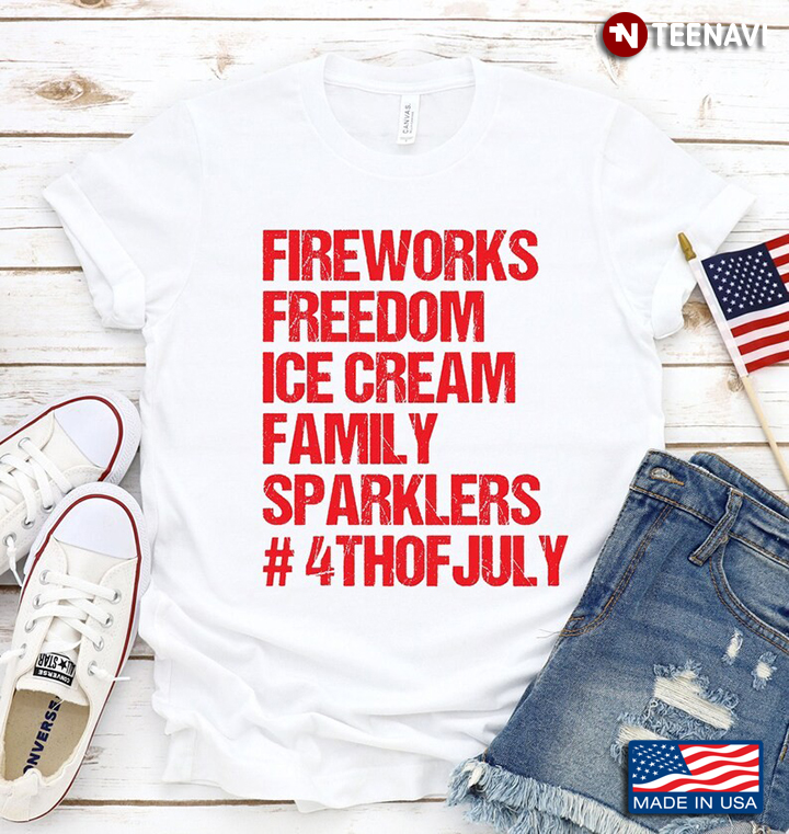 Fireworks Freedom Ice Cream Family Sparklers 4th Of July Happy Independence Day