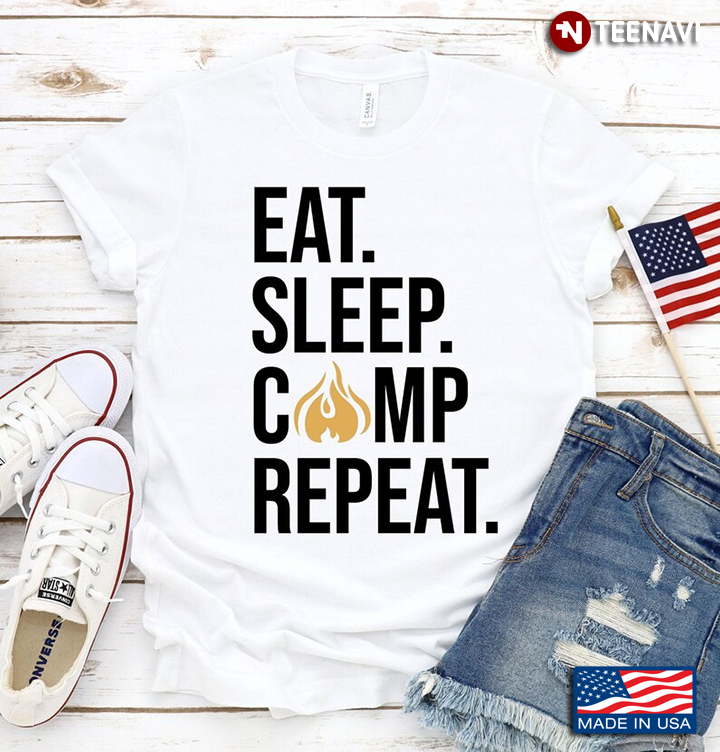 Eat Sleep Camp Repeat Campfire Cool Design for Camping Lover
