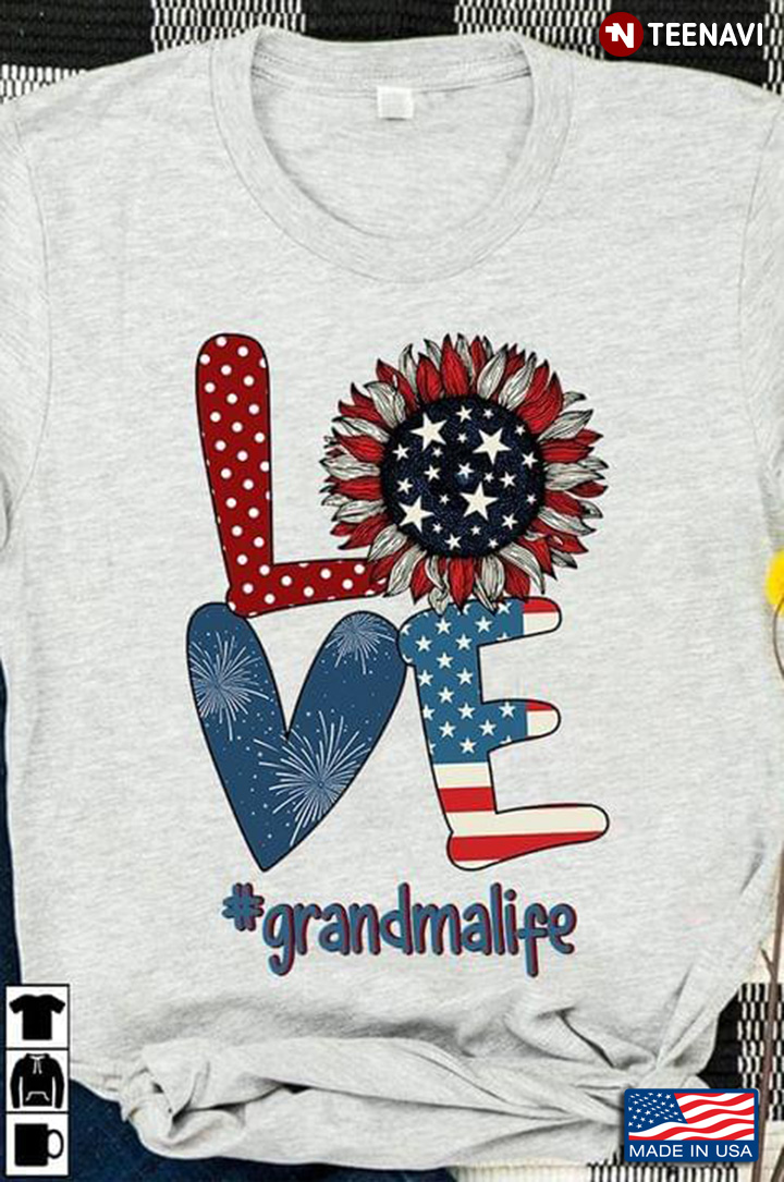 Love Grandma Life Sunflower American Flag Gifts for Grandma