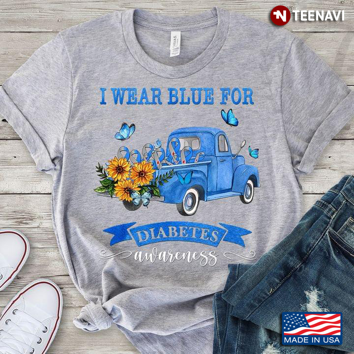I Wear Blue For Diabetes Awareness Sunflowers And Ribbons On Blue Car