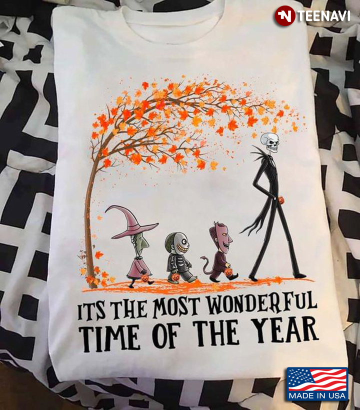 It's The Most Wonderful Time Of The Year Happy Fall Shock Barrel Lock And Jack Skellington T-Shirt