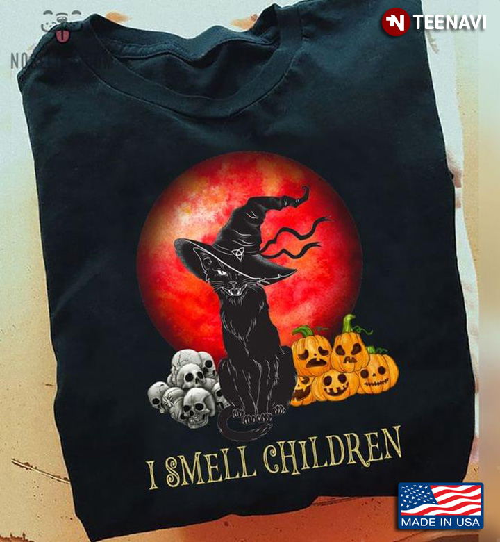 I Smell Children Black Cat Witch Skulls And Jack O’ Lantern for Halloween