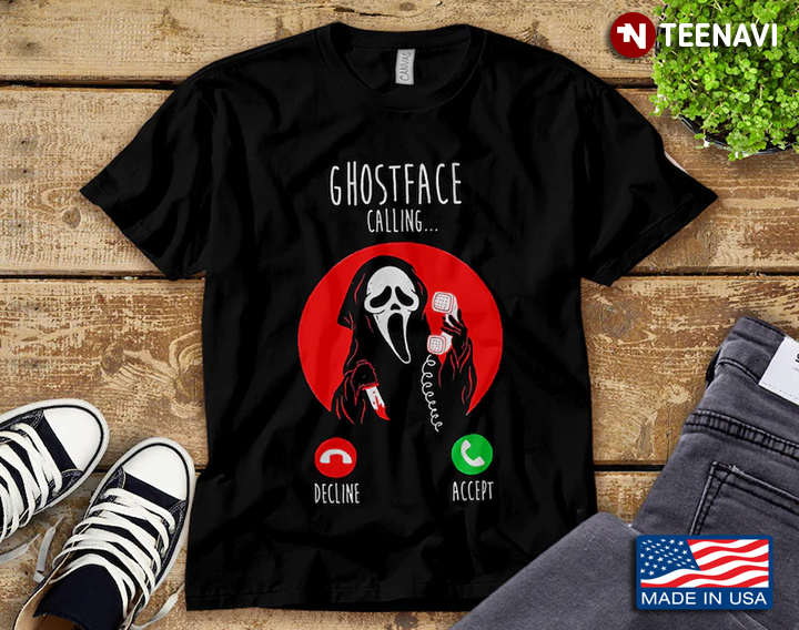 Ghostface Calling Scream Horror Movies Character for Halloween T-Shirt