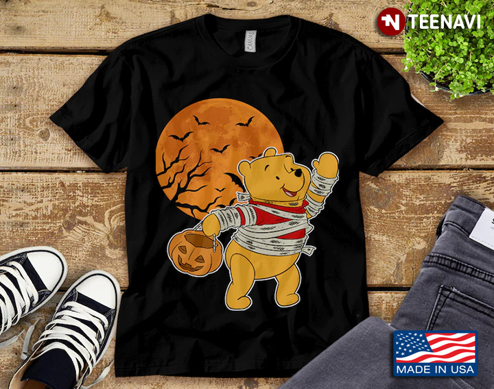 Funny Pooh Bear Mummy With Jack O’ Lantern for Halloween
