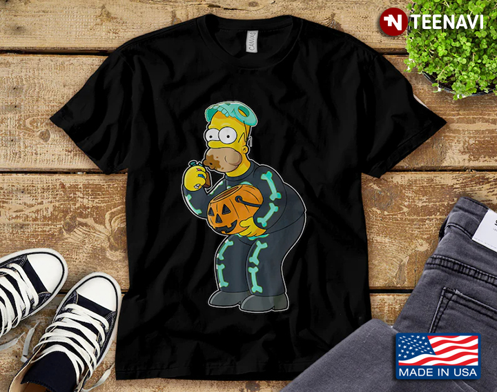 Homer Simpson With Funny Candy Feast And Jack O’ Lantern for Halloween