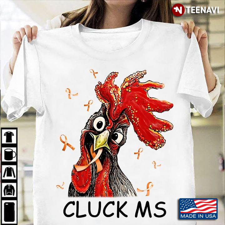 Rooster With Orange Ribbons Cluck MS Multiple Sclerosis Awareness