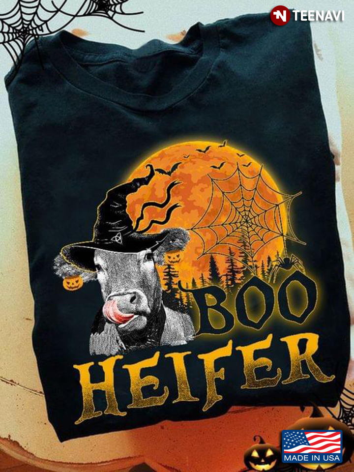 Boo Heifer Heifer Witch Full Red Moon And Jack O’ Lantern for Halloween