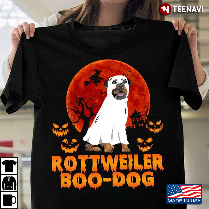Rottweiler Boo Dog And Jack O’ Lantern for Halloween