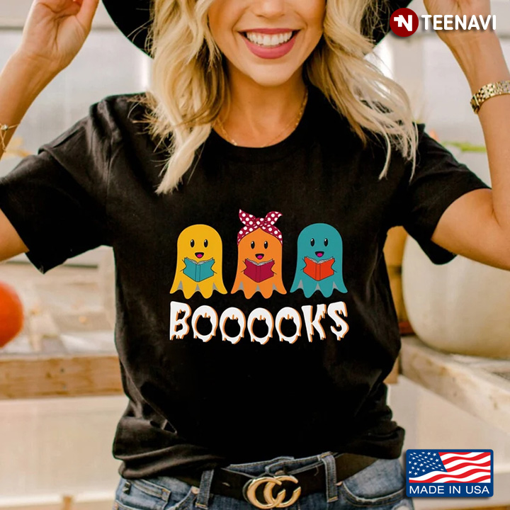 Booooks Funny Boo With Books Book Lover for Halloween