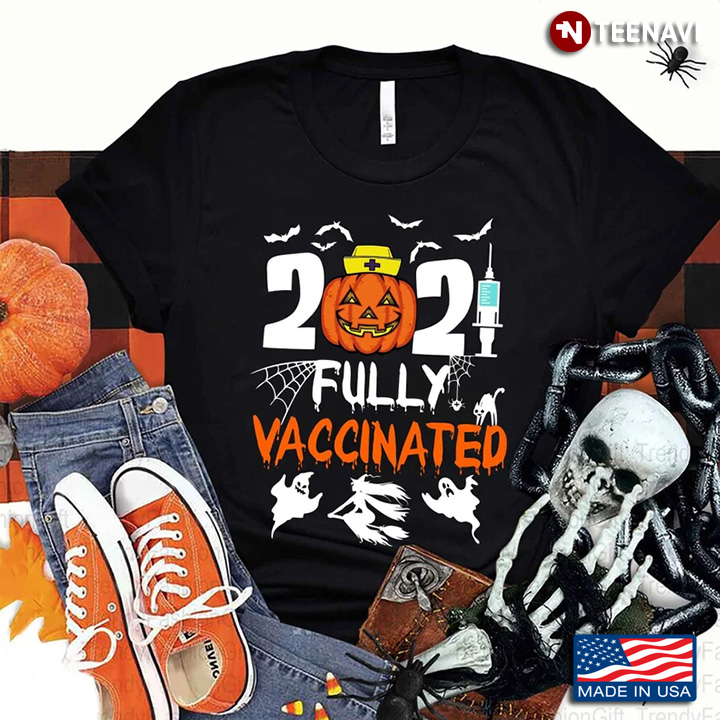 2021 Fully Vaccinated Witch Boo Jack O' Lantern for Halloween
