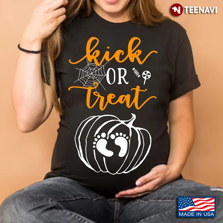 Kick Or Treat Pumpkin Pregnancy Announcement for Halloween