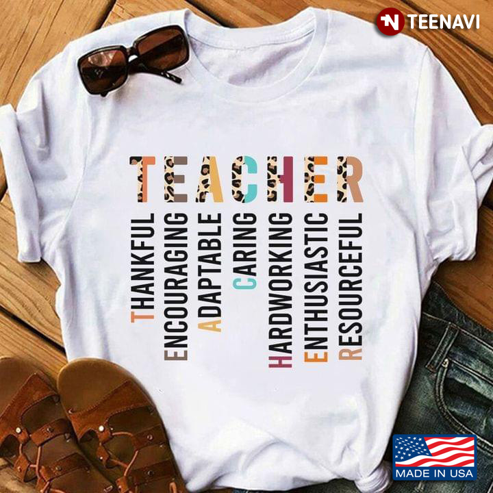 Teacher Thankful Encouraging Adaptable Caring Hardworking Enthusiastic Resourceful Leopard