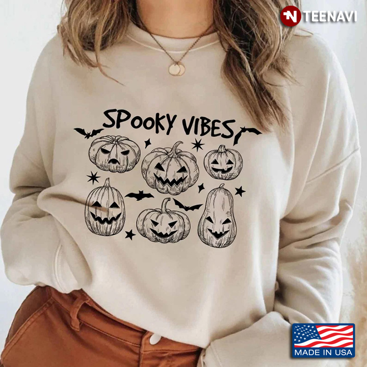 Spooky Vibes Funny Pumpkins Jack O' Lanterns for Halloween