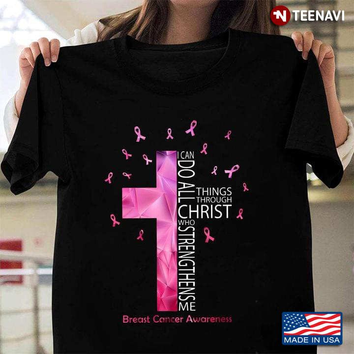 Christian Cross Pink Ribbon Inspirational Breast Cancer Gift