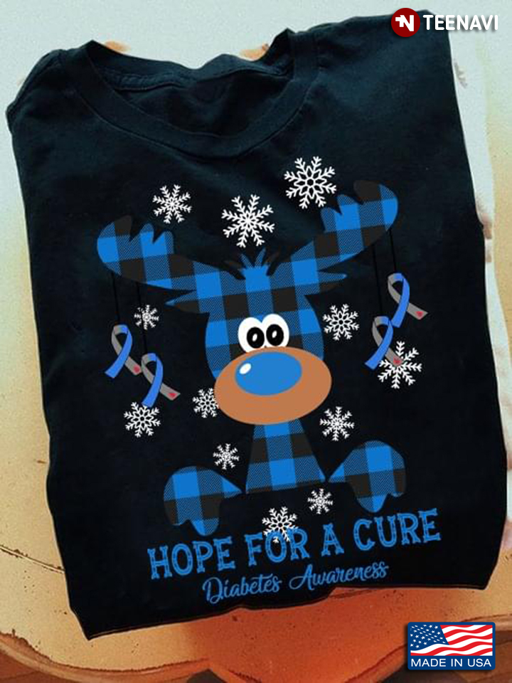 Faith Hope Cure Diabetes Awareness Plaid Reindeer Christmas
