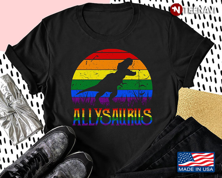 LGBT Proud Ally Allysaurus Gay Pride Parade Rainbow Dinosaur