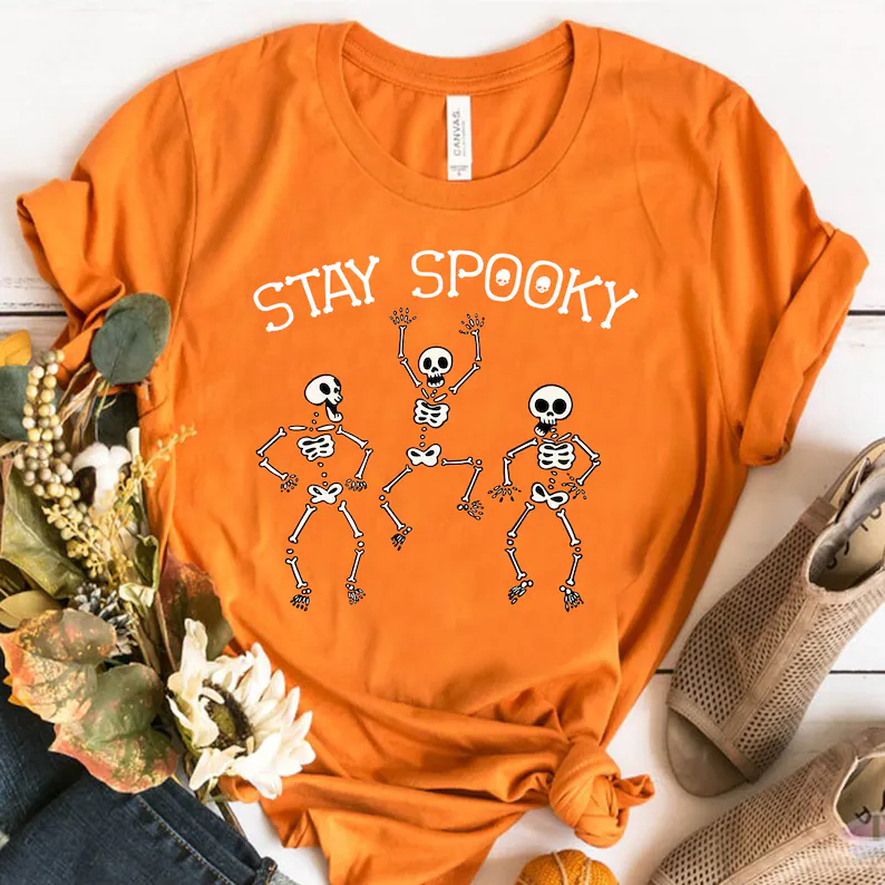 Halloween Stay Spooky Skeleton Dancing T-Shirt