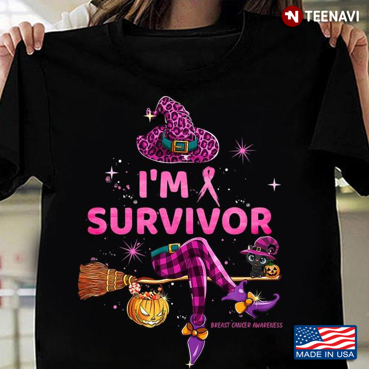 Witch I’m Survivor Breast Cancer Leopard Pink Ribbon