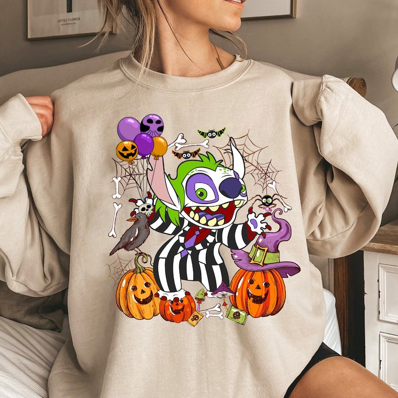 Happy Halloween Costume Stitch With Pumpkin Witch Hat