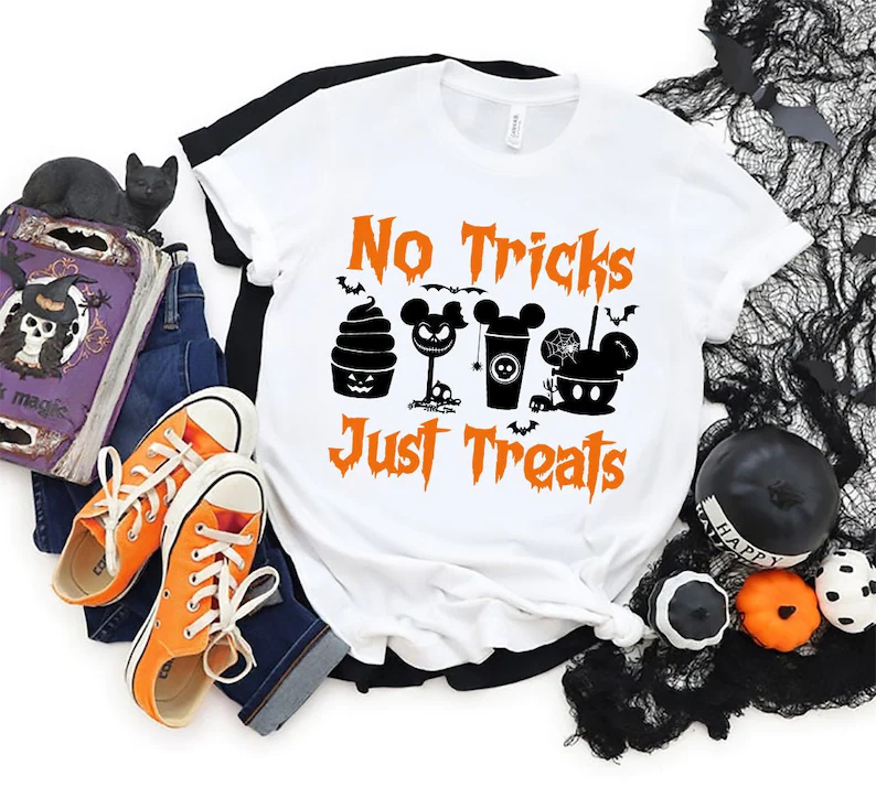 No Tricks Just Treats Cupcake, Candy And Drink