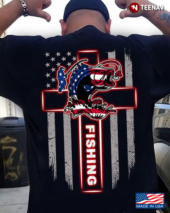 Fishing Cross American Flag