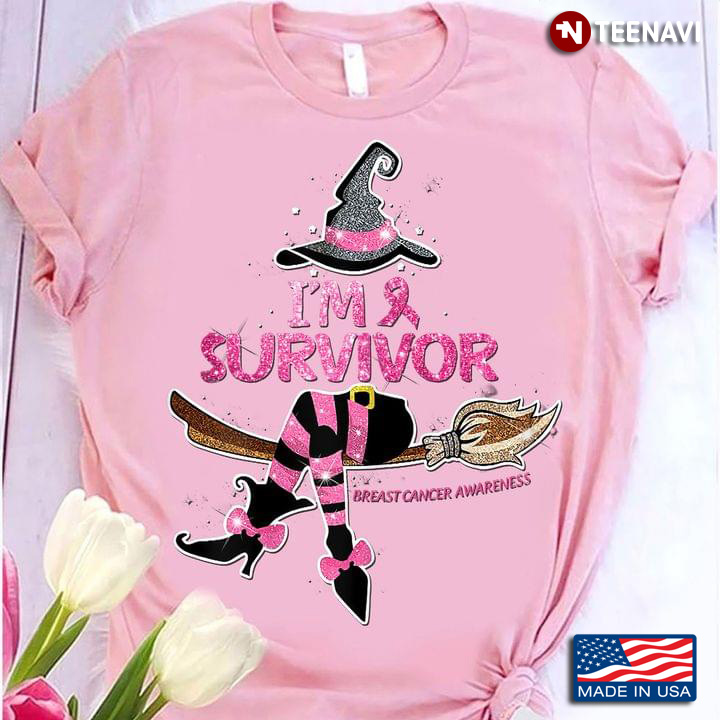 I’m Survivor Glitter Witch Breast Cancer Awareness Pinky Version