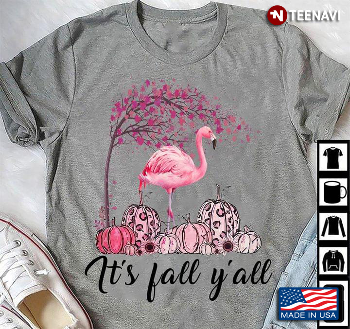 Flamingo It’s Fall Y’all Pumpkins Breast Cancer Halloween