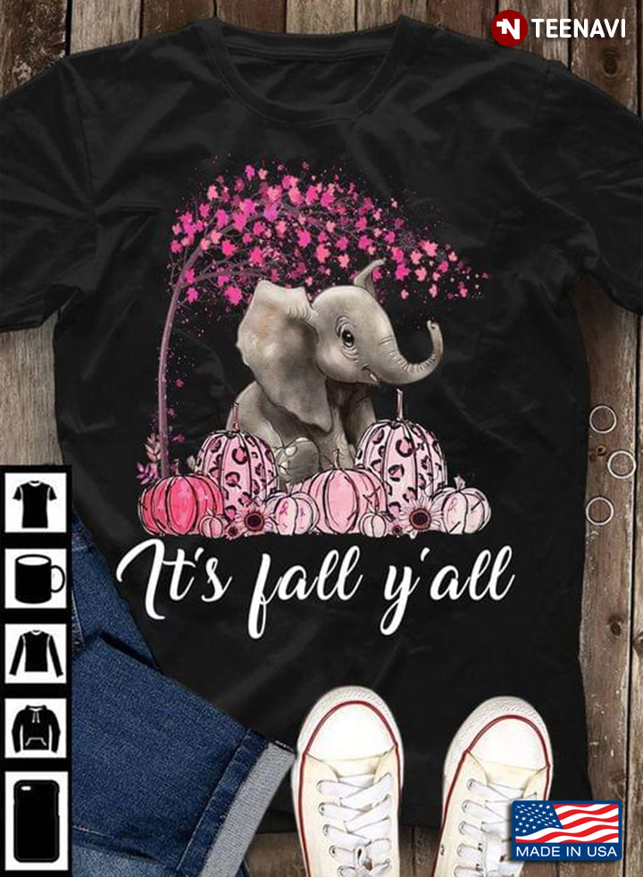 It’s Fall Y’all Elephants Pink Autumn Leaves