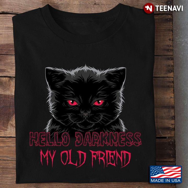 Black Cat Hello Darkness My Old Friend Red Eyes