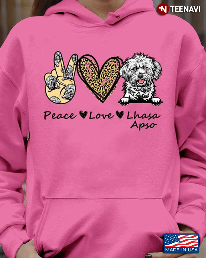 Funny Peace Love Lhasa Apso Dog