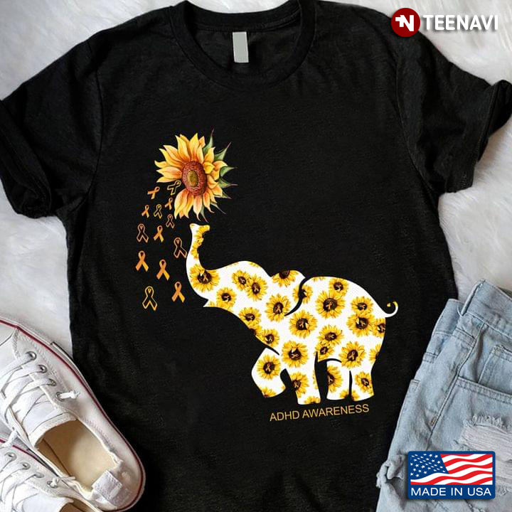 Adhd Awareness Elephant Sunflowers Version