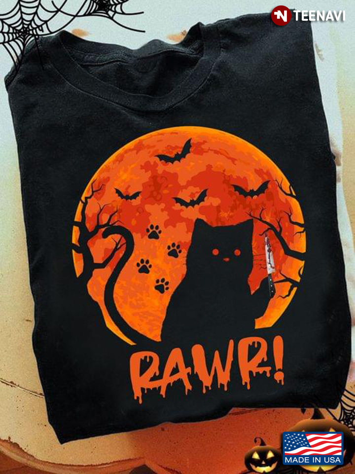 Rawr Black Cat Murderer Blood Moon