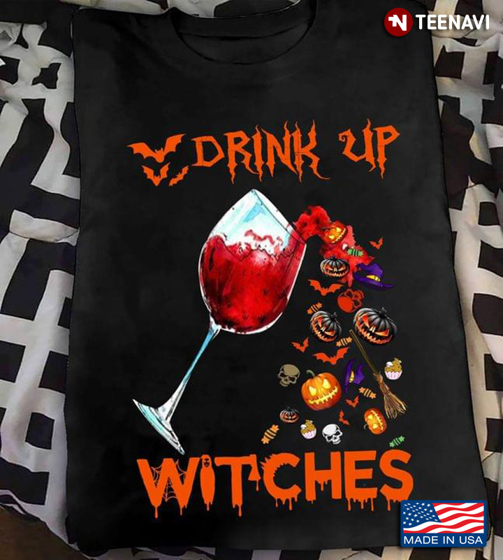Pumpkin Drink Up Witches Halloween Fitted T-Shirt