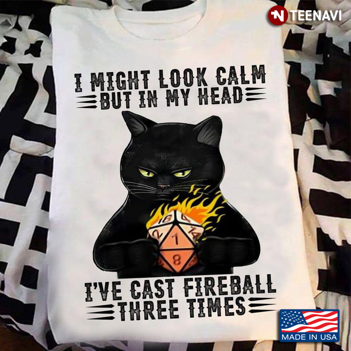 Black Cat I May Look Calm But In My Head I've Cast Fireball Three Times