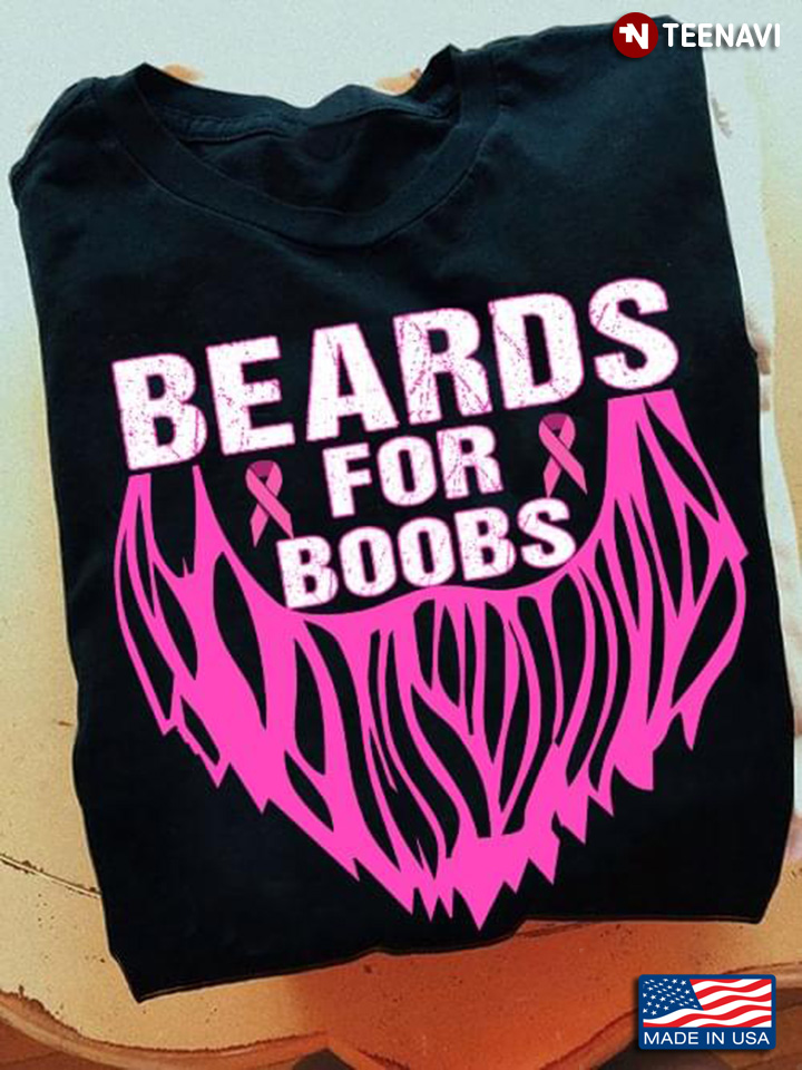 Beards For Boobs Breast Cancer Awareness Pink Ribbon