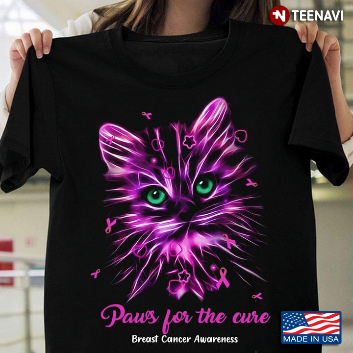 Colorful Cat Paw For Cure Breast Cancer Awareness Support Gift