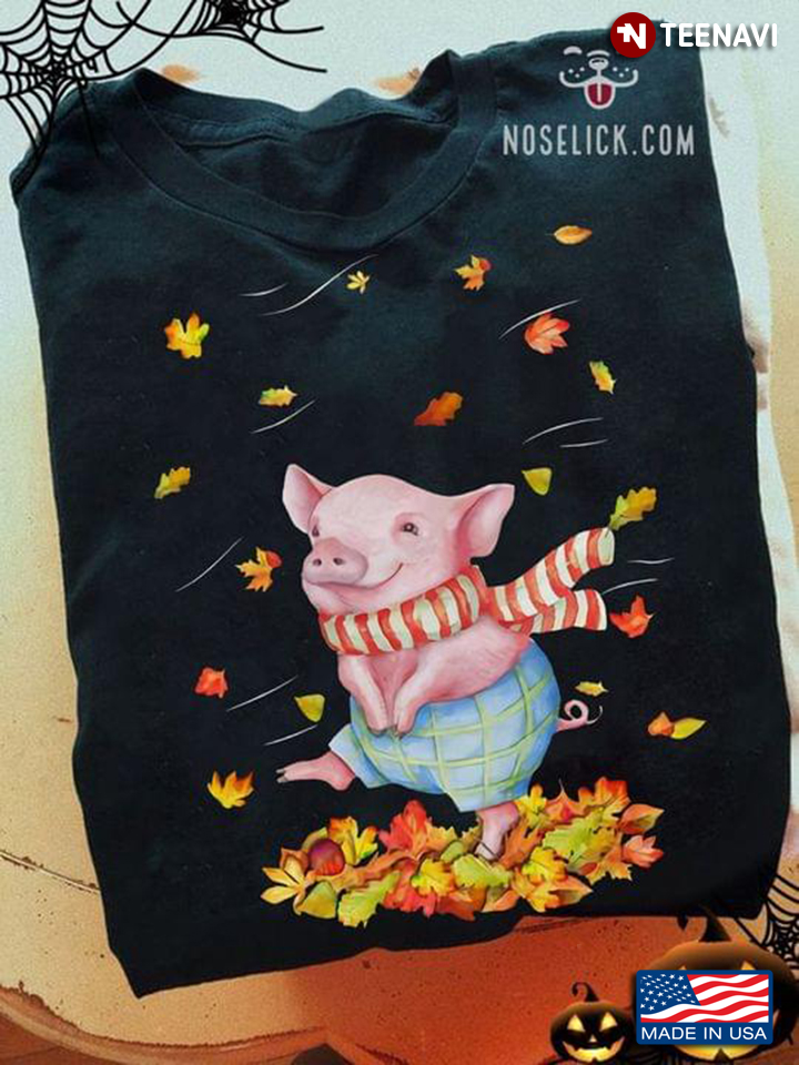 Cute Pig In Autumn Happy Thanksgiving
