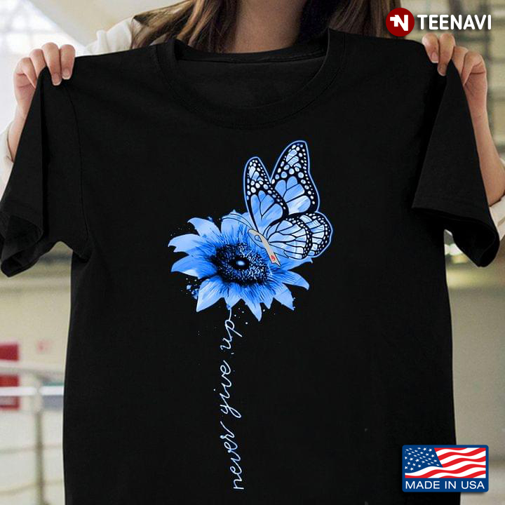 Sunflower Never Give Up Diabetes Awareness Blue And Grey Ribbon