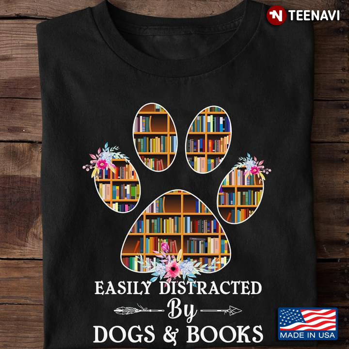Easily Distracted By Dogs And Books Broom And Floral